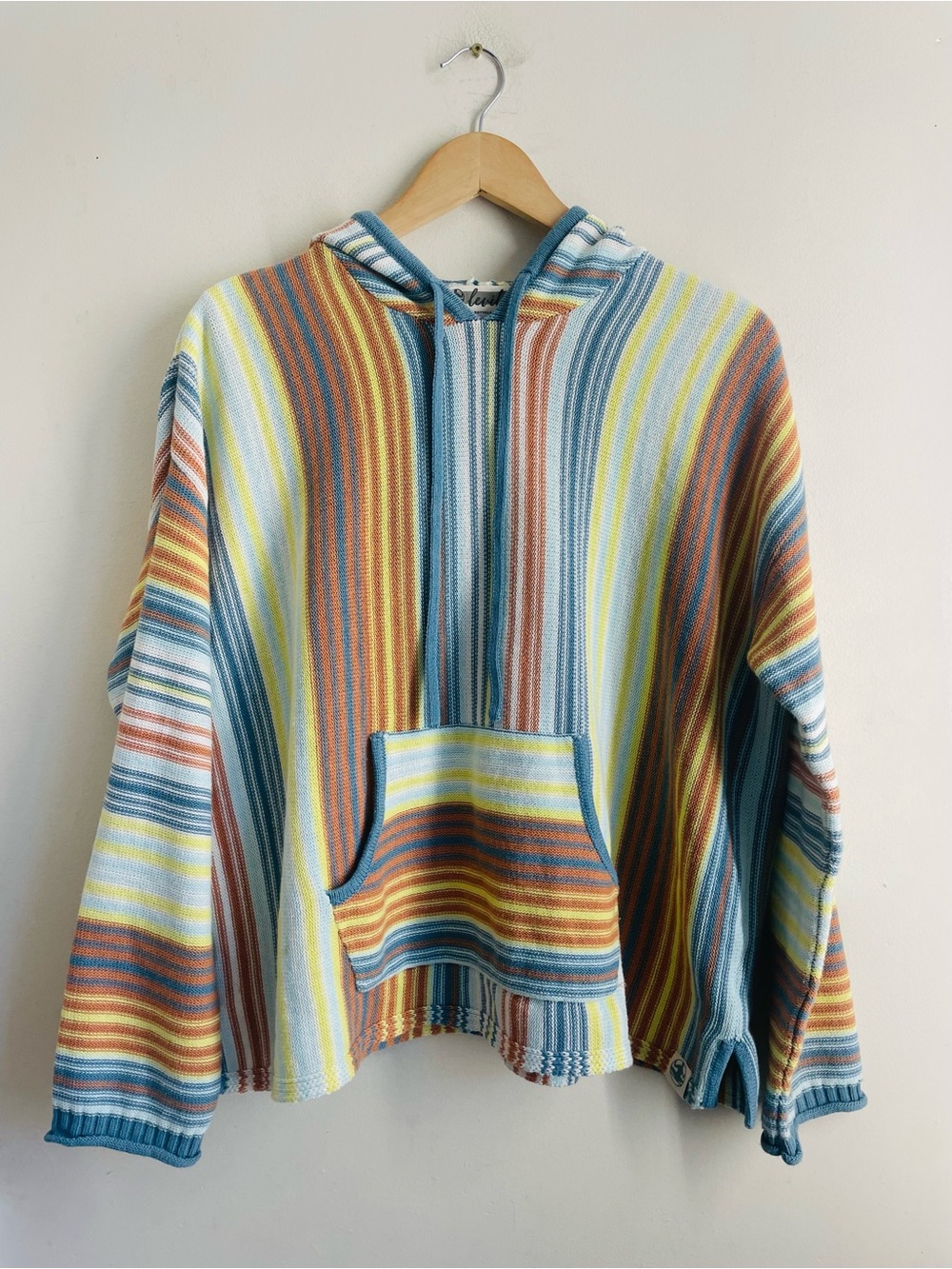 Levitate Golden Hour Baja Knit Striped Hoodie Sweater size S Relaxed Fit